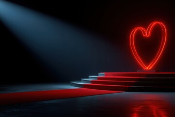 Illuminated Neon Heart on Stage
