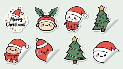 Set of Cute Hand-Drawn Christmas Holiday Elements