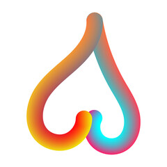 Gradient neon loop forms abstract heart shape on deep black background