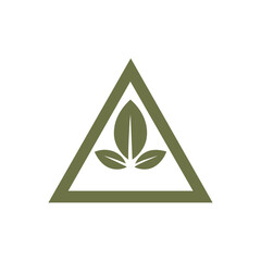 3 leaf symbol logo inside a triangle symbol