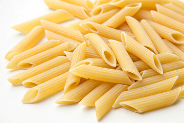 raw pasta on white background