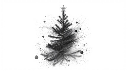 Naklejka premium Abstract Christmas Tree Design with Star and Ornaments on White Background