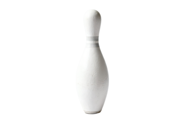 White bowling pin used in bowling game for sport activity