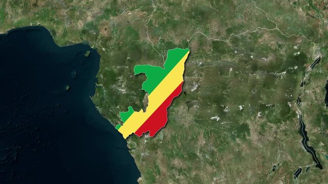 Republic of Congo map with flag animation