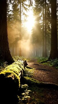 Mind Body Wellness Nature Therapy Path Sunlight Peace Forest Vertical