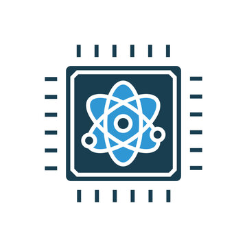 quantum computing icon icons outline and Flat Style,transparent background