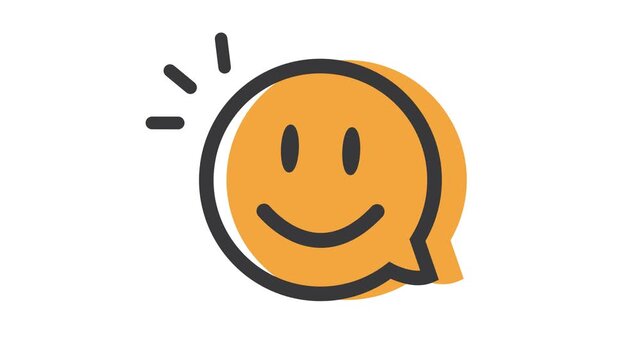 Smile face, speech bubble, video.