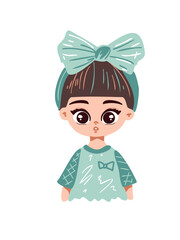 cute little girl on white background illustration