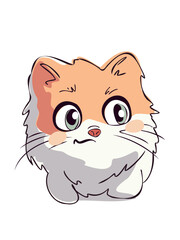 tiny fluffy cat with big eyes graphic