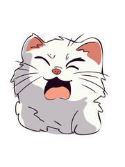 adorable kitten yawning illustration