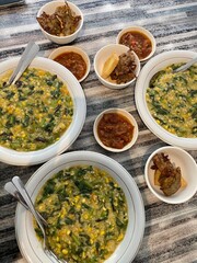 Traditional Manado Porridge (Tinutuan) With Side Dishes – Indonesian Comfort Food
