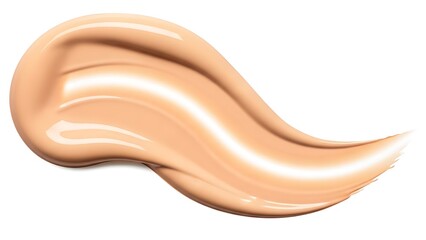 Obraz premium Creamy beige foundation swatch with a smooth texture on white background