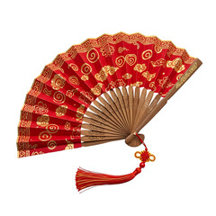 Oriental Red & Gold Fan: Elegant Cultural Accessory & Decoration