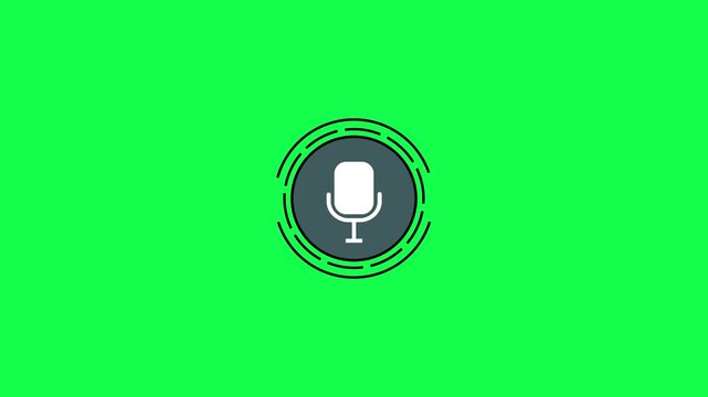 isolated microphone icon ,green background featuring a microphone icon, indicating functionality related to audio or voice input.with 4k video animation.
