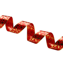 Red & Gold Wavy Ribbon, Celebration Decor, Isolated on White