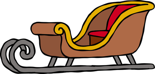 cartoon Christmas sleigh drawing.