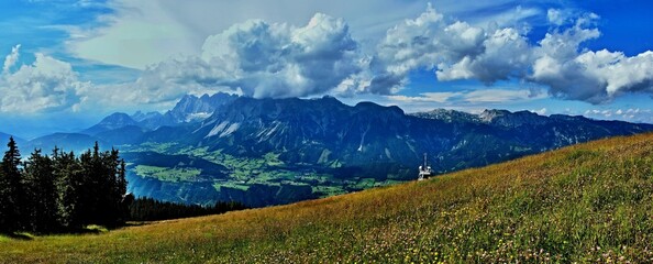 Austrian Alps - panoramic view of the Dachstein from Planai