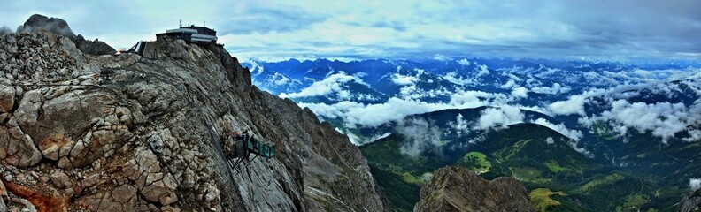 Austrian Alps - panoramic view of the cable car station on the Dachstein