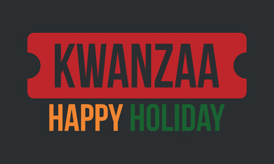 Kwanzaa Happy Celebration. African and African-American culture holiday. Seven days festival, celebrate annual from December 26 to January 1. Black history. Poster, card, banner and background. Vector