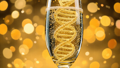Champagne with DNA double helix