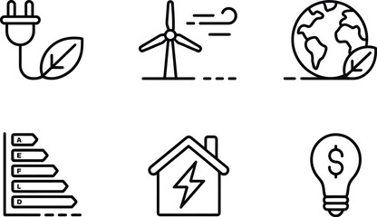 Eco energy and green power icons isolated on