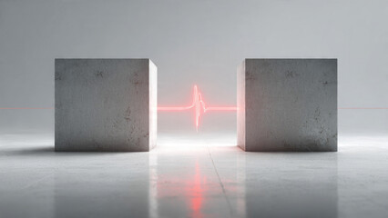 Concrete Blocks with Glowing Line