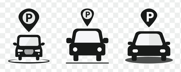 Car parking icon set, car parking area