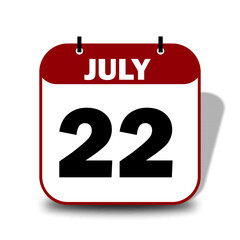 22 July Date Calendar