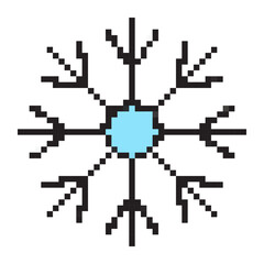 Fototapeta premium Pixel snowflake icon Christmas vector illustration