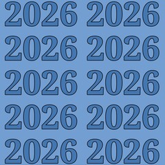 2026 New Year Number Pattern on Blue Background
