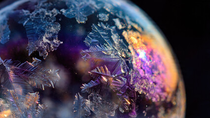 Fototapeta premium Frozen Soap Bubble with Ice Crystals
