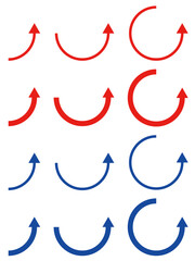 ぐるっとカーブの矢印セット（赤と青）