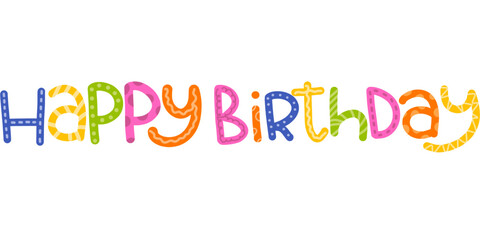 happy birthday text colorful illustration vector handwritten