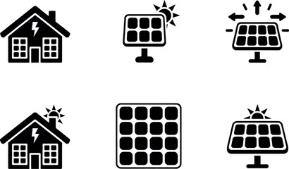 Obraz premium Solar panel icon set isolated on