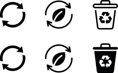 Recycle and leaf icons isolated on