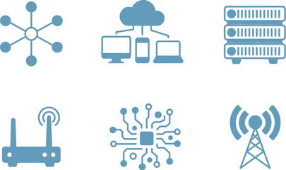 Set of network icons isolated on