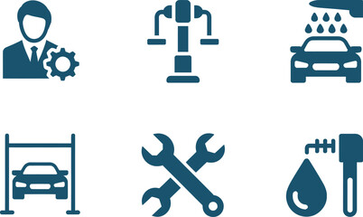 Set of car service icons isolated on