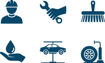 Car service and repair icons isolated on
