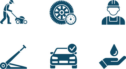 Auto service and car repair icons isolated on