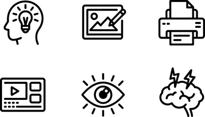 Collection of creative process icons isolated on