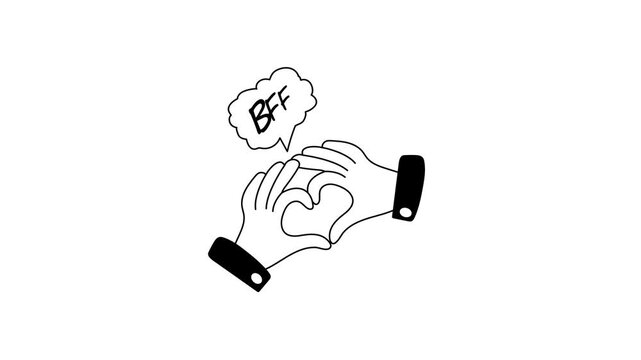 Two hands forming a  BFF  bond, symbolizing close friendship