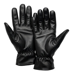 Elegant pair of shiny black leather glove, fashion accessory. palms are up, showing formal stylish look