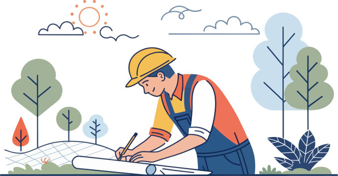 Landscape Architect Designing Outdoor Space Icon