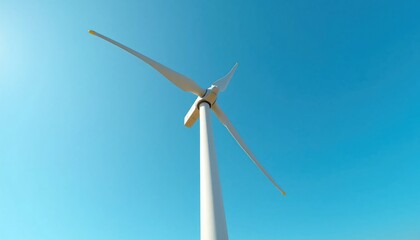 Close-up wind turbine blade clean blue sky background, Generate Ai