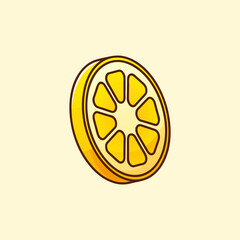 Cute Gradient Lemon Illustration &ndash; Colorful Fresh Citrus Fruit Vector with Soft Shading for Food, Kids, and Decorative Design