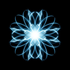 Abstract Blue Light Flower Mandala