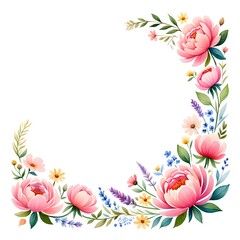 Vintage floral background with soft pink flowers and decorative leaves