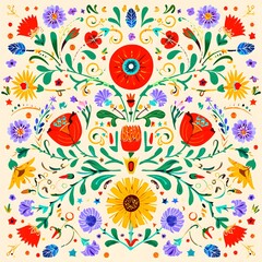 Seamless floral pattern with decorative flowers and leaves