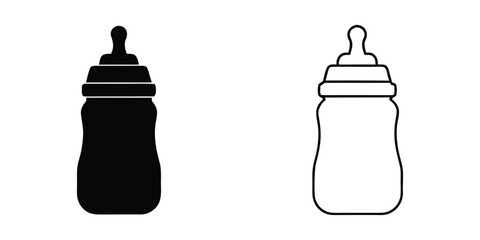 Baby feeding bottle silhouette vector, Baby milk bottle icon, baby bottle sign and symbol