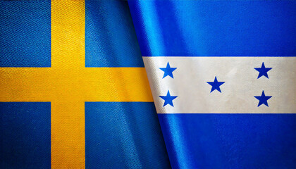 スウェーデンの国旗とホンジュラスの国旗(Sweden flag & Honduras flag.)
